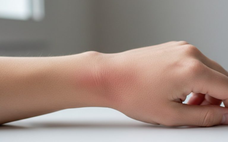 Poignet humain avec inflammation illustrant les tendons touchés par la tendinite.