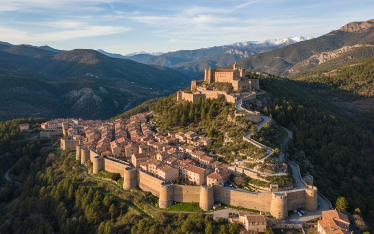 Vue panoramique de Villefranche-de-Conflent avec ses remparts et le Fort Libéria.
